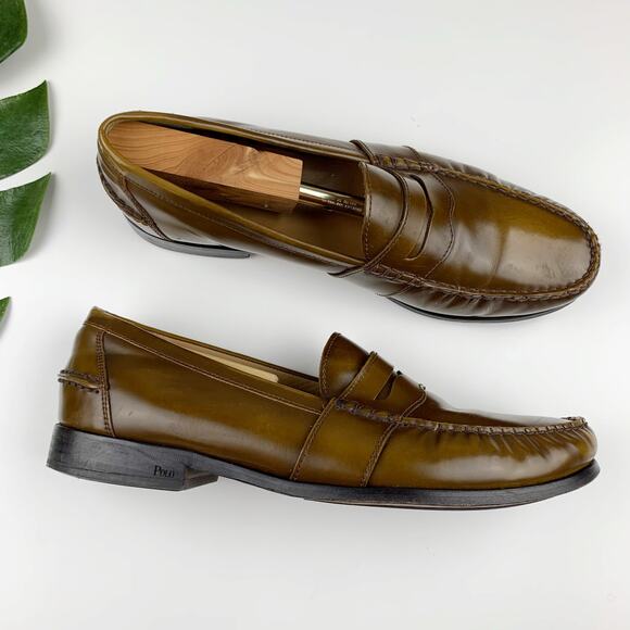 Polo by Ralph Lauren Brown Leather Loafers - Picture 1 of 13